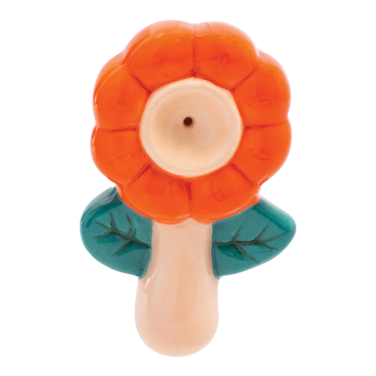 Wacky Bowlz - Ceramic Pipe - Fun Designs and Unique Shapes - 3.5" - Flower Orange
