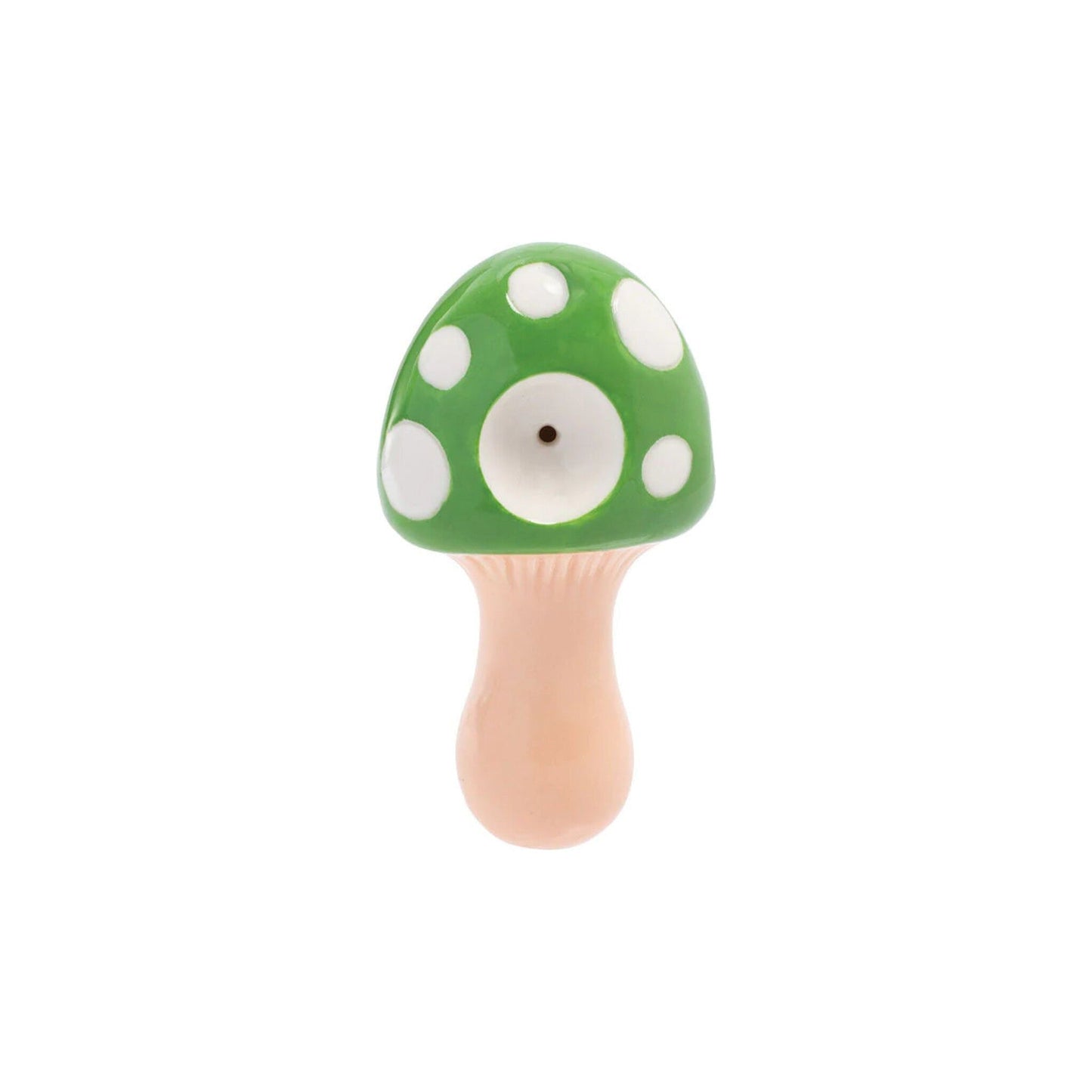Wacky Bowlz - Ceramic Pipe - Fun Designs and Unique Shapes - 3.5" - Mushroom Green