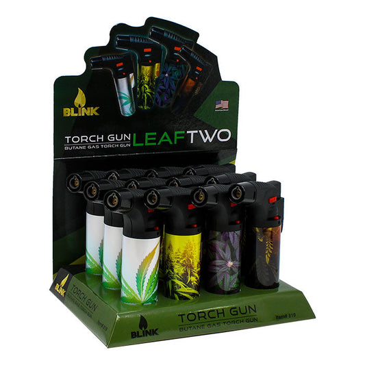 Blink Medium Butane Torch Lighters - Leaf #2 Theme - 12ct