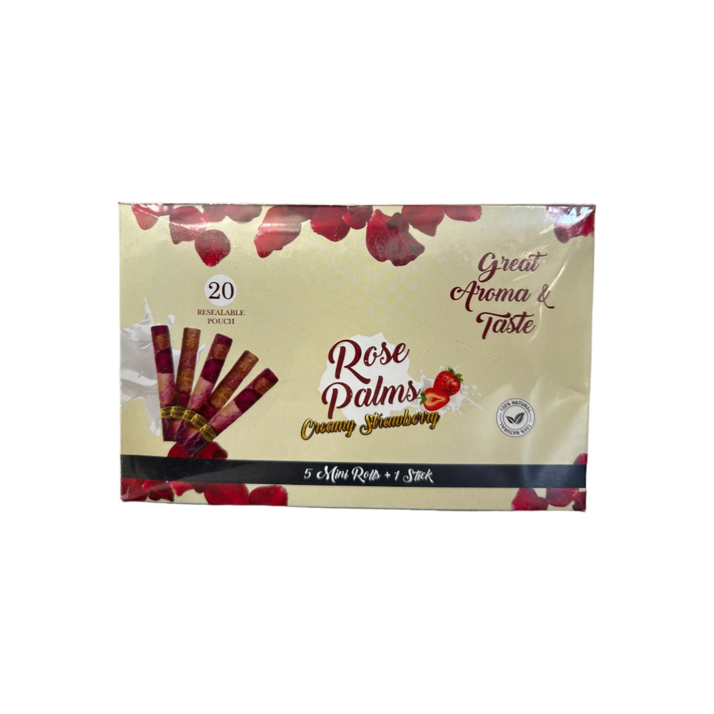 King Palm - Rose Palm Cones 5 Mini Rolls -Creamy Strawberry 5pk - 15ct Display