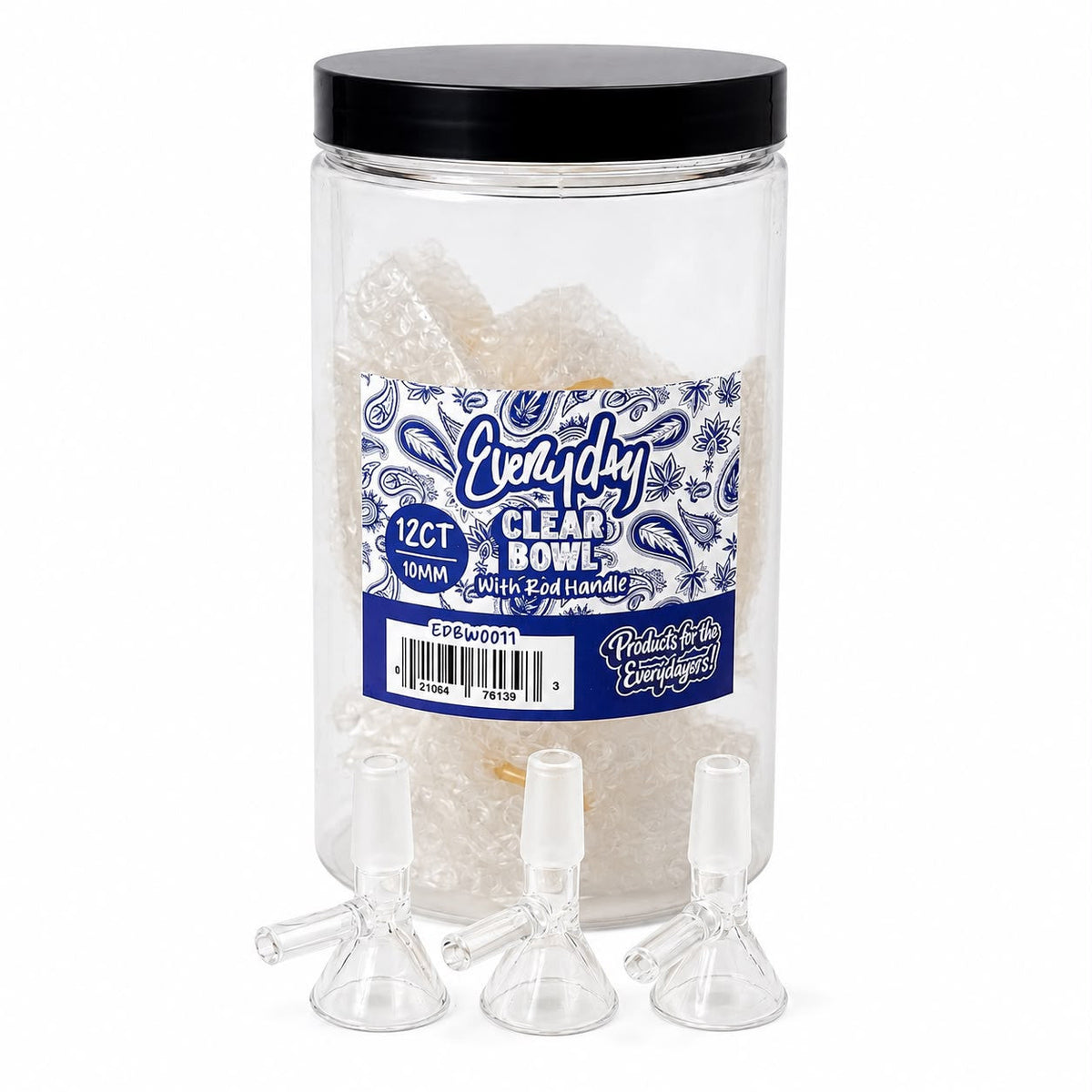 Everyday - Clear Bowl w/ Rod Handle - 12ct Jar - Assorted Sizes