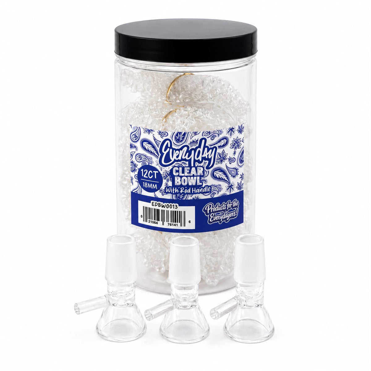 Everyday - Clear Bowl w/ Rod Handle - 12ct Jar - Assorted Sizes