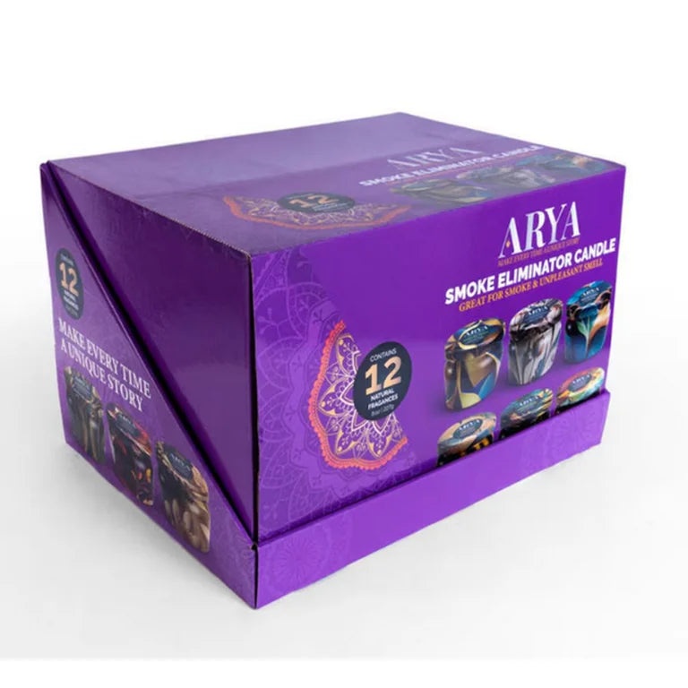 Arya Smoke Odor Eliminator Candle Display - Assorted - 12ct