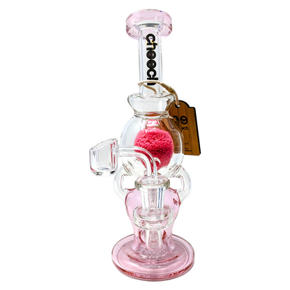 8.5" Cheech Glass - Glow In The Dark Multi Color Frit Ball Recycler
