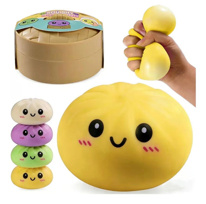 Squish Toy - 12ct - Dumpling Solid Color Face