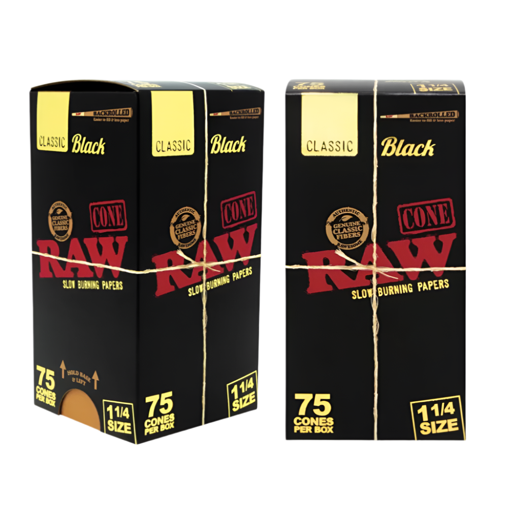 Raw - Cones - Black - 1 1/4 - 75ct