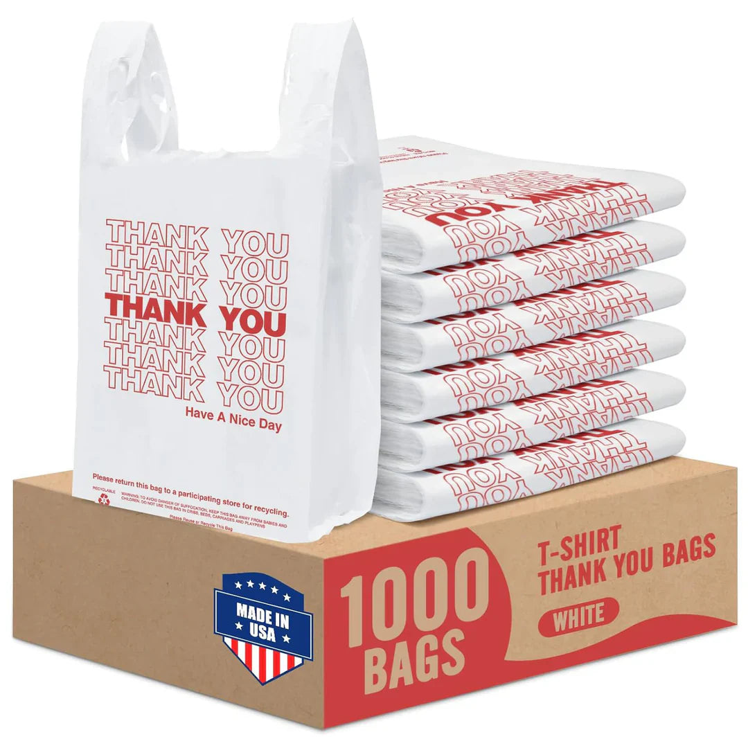 Thank You Shopping Bags - White - 1000ct