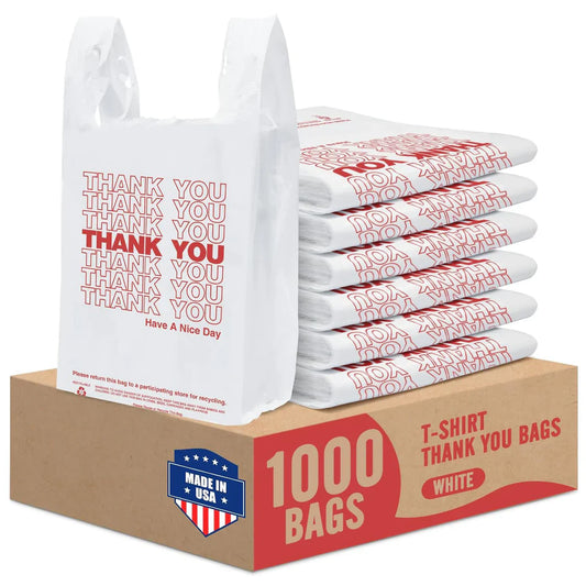 Thank You Shopping Bags - White - 1000ct