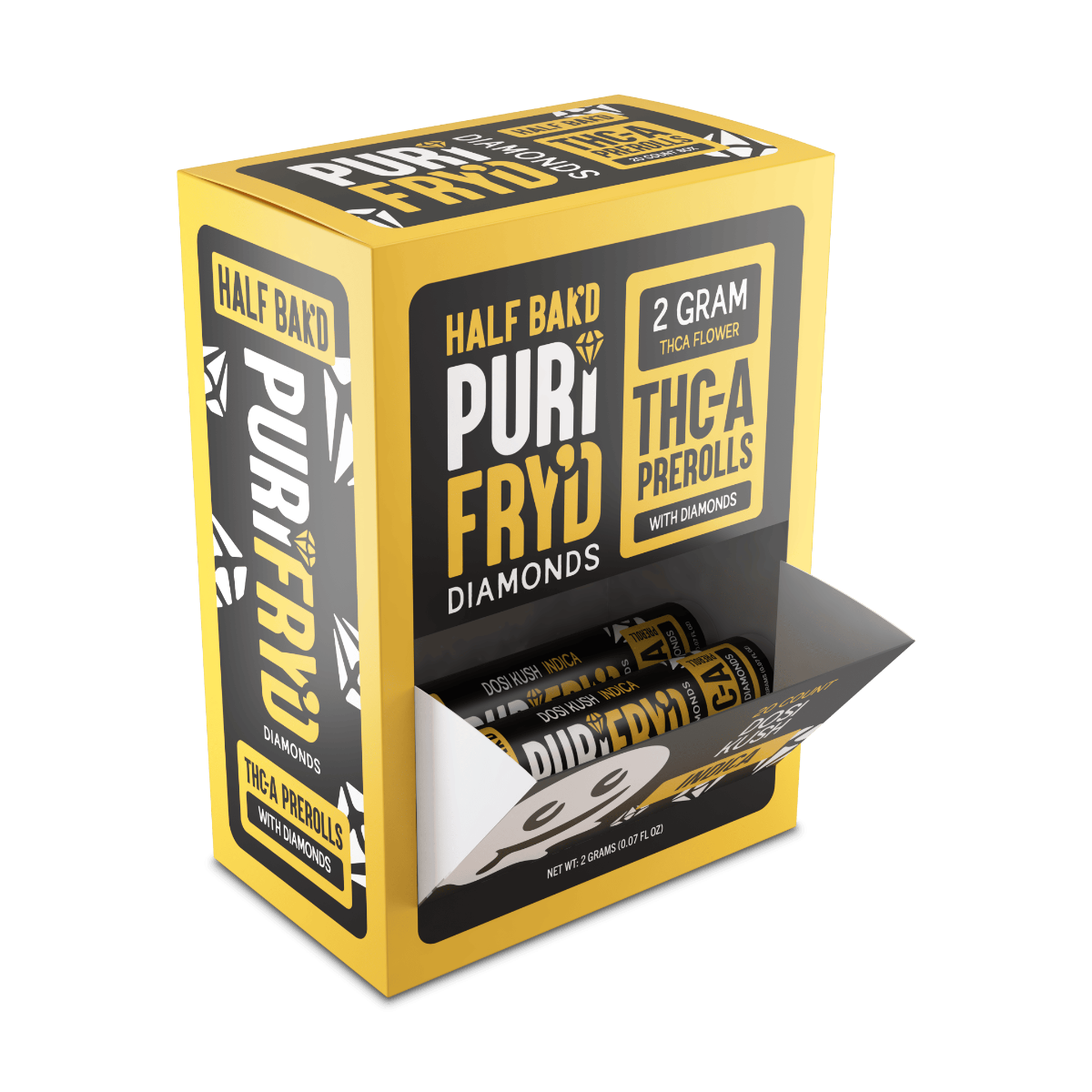 Half Bak'd PuriFry'd THC-A Diamond Prerolls | 20ct