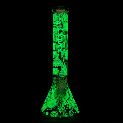 Clover - WP - 14" 7mm Glow in the Dark Beaker w/ Ash Catcher