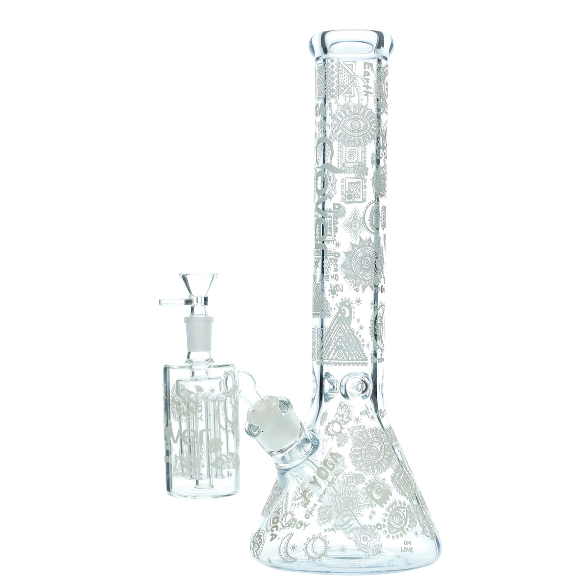 Clover - WP - 14" 7mm Glow in the Dark Beaker w/ Ash Catcher