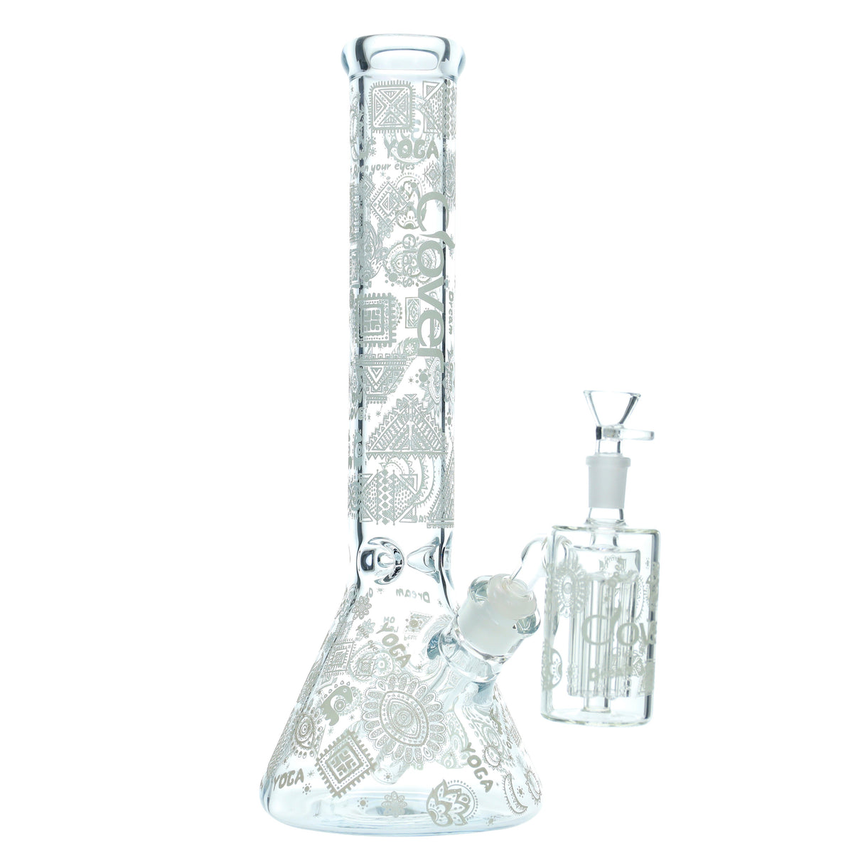 Clover - WP - 14" 7mm Glow in the Dark Beaker w/ Ash Catcher