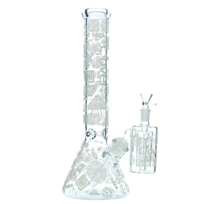 Clover - WP - 14" 7mm Glow in the Dark Beaker w/ Ash Catcher