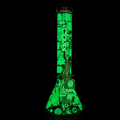 Clover - WP - 14" 7mm Glow in the Dark Beaker w/ Ash Catcher