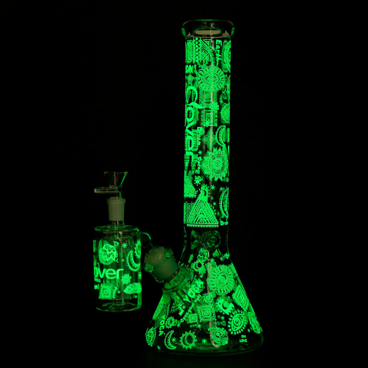 Clover - WP - 14" 7mm Glow in the Dark Beaker w/ Ash Catcher