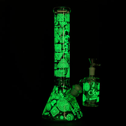 Clover - WP - 14" 7mm Glow in the Dark Beaker w/ Ash Catcher