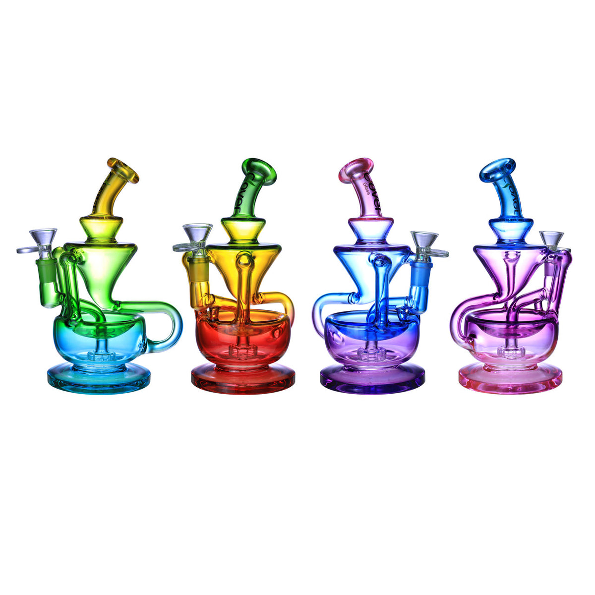 Clover - WP - 10" 7mm Multi Color Recycler Dab Rig - Asst