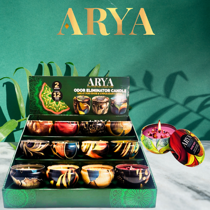 Arya Smoke Odor Eliminator Candle Display - Assorted - 12ct