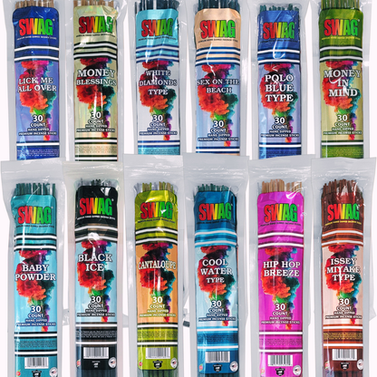 Swag - 12 Assorted Fragrance 19" Jumbo Incense Display - 48ct - 30pk