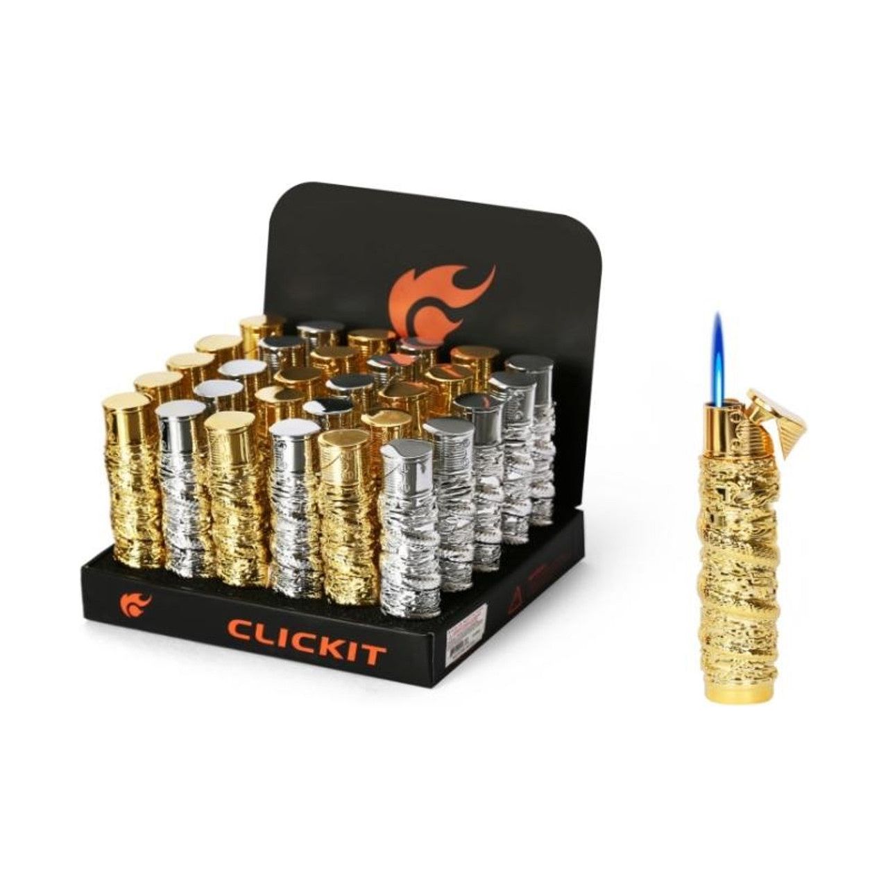 Clickit - Lighter - Dragon Silver & Gold - 30ct