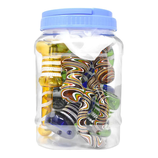 6-7" Assorted Color Tube Bubbler - 10ct Jar