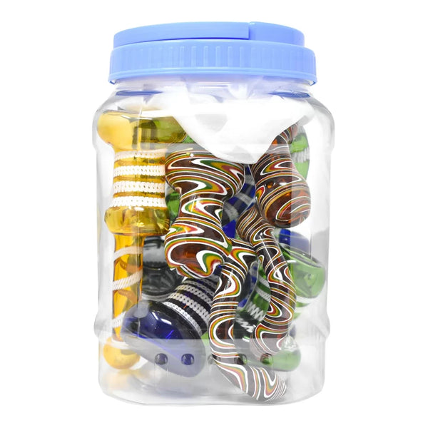 6-7" Assorted Color Tube Bubbler - 10ct Jar