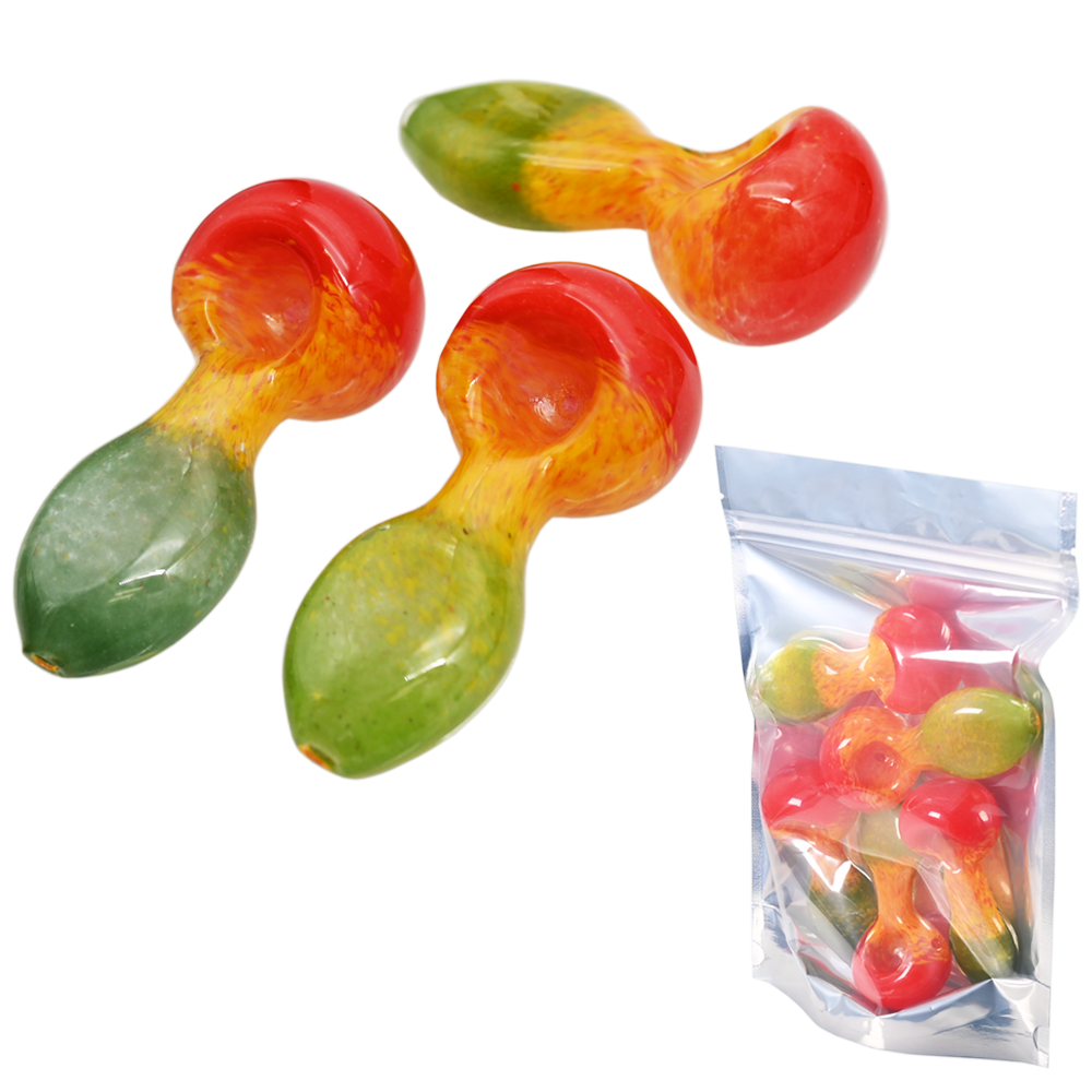 Hand Pipes - 3" Flat Body Rasta - 5ct