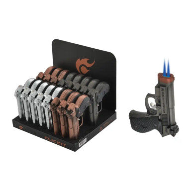 Clickit - Lighter - Large Pistol Double Torch - 16ct [ GH-9665 ]