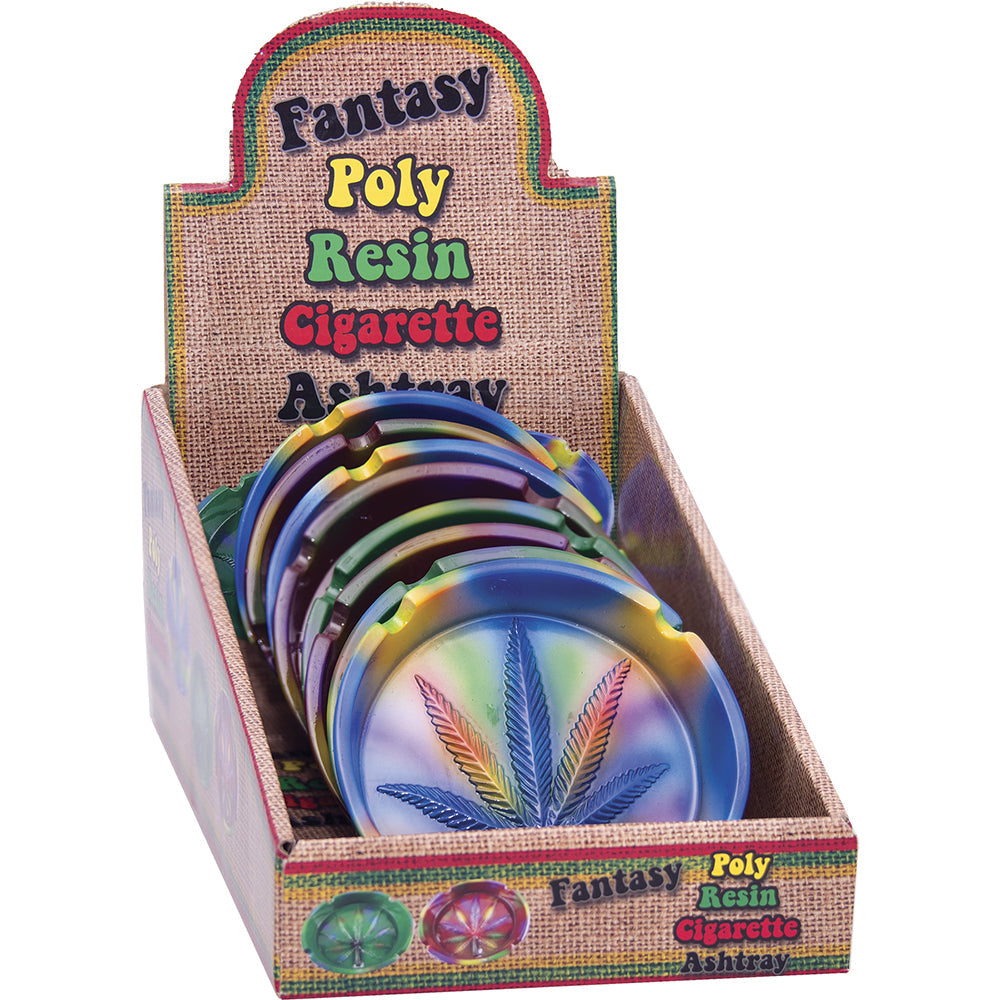 Ashtrays - Round Tie Dye Polystone Leaf - 8ct [ LT161 ] +