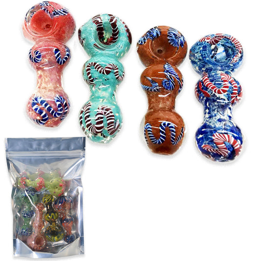 Hand Pipes - 4" Frit Double Ball - 5ct