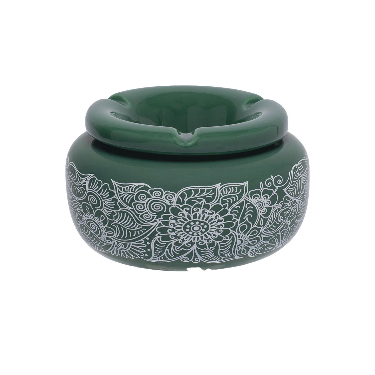 Ashtray - Moroccan Ceramic - Green Pasley - 5" - A278