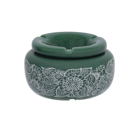 Ashtray - Moroccan Ceramic - Green Pasley - 5" - A278