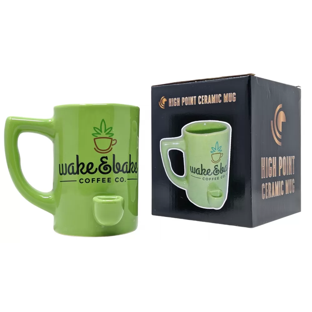 High Point Mug Pipe - Green Wake & Bake