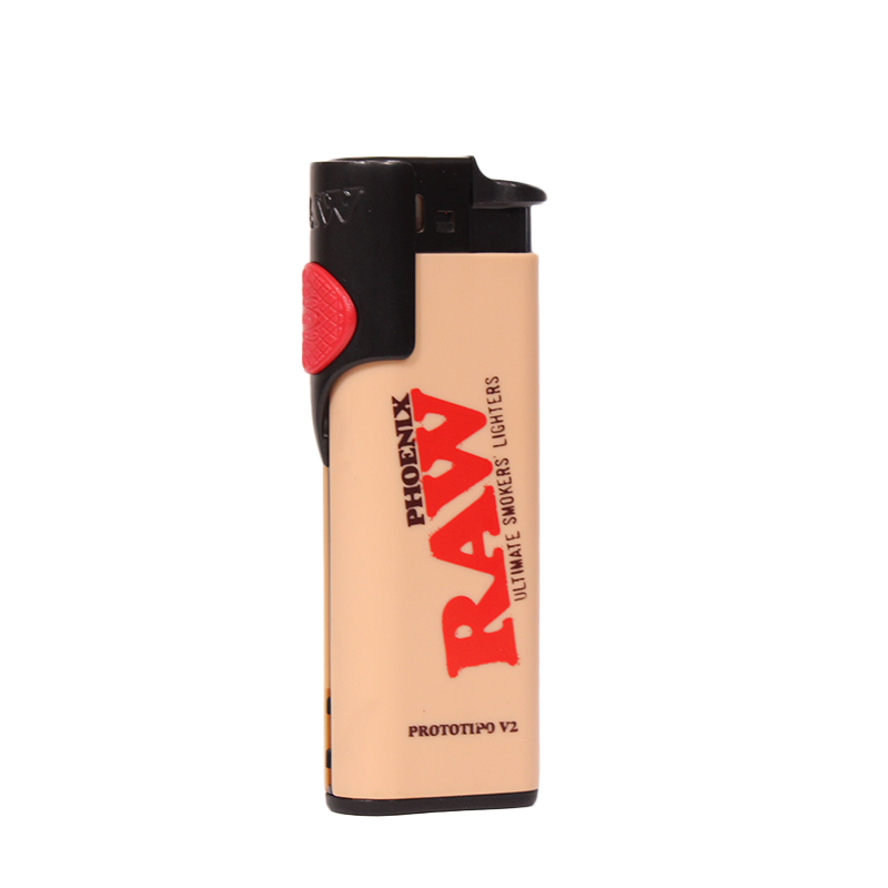 Raw Phoenix Lighters w/ Wind Blocker & Toker Poker - Black - 30ct
