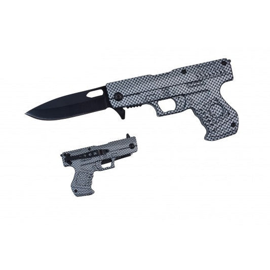 Razor Tactical - Silver Gun Shaped Premium Flip Knife