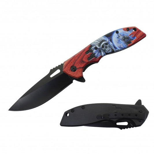 Razor Tactical - Flip Knife - Red Skull