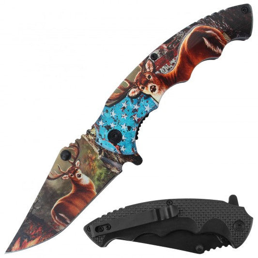 Razor Tactical - Deer 3D Printed 4.5" Premium Flip Knife