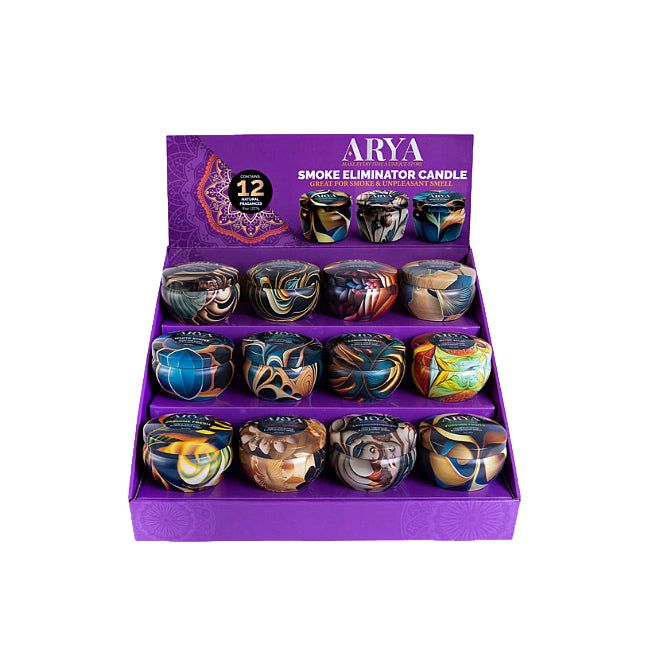 Arya Smoke Odor Eliminator Candle Display - Assorted - 12ct