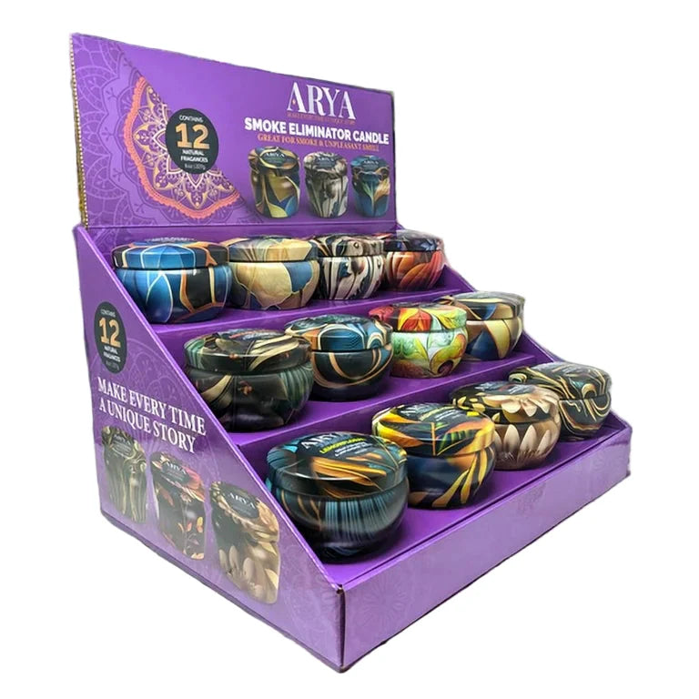 Arya Smoke Odor Eliminator Candle Display - Assorted - 12ct