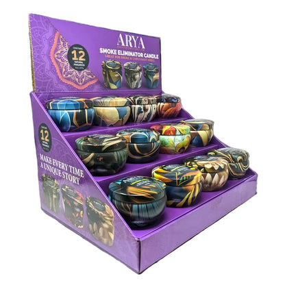 Arya Smoke Odor Eliminator Candle Display - Assorted - 12ct