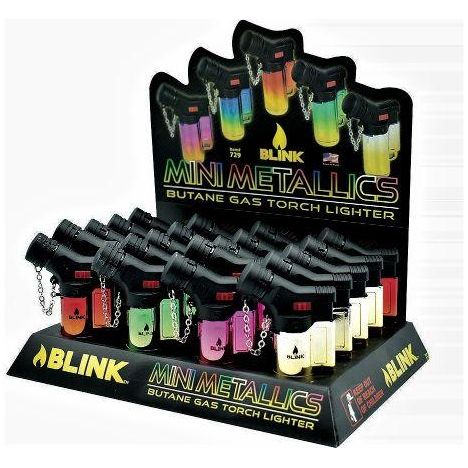 Blink Butane Mini Angle Metallic Dual Tone Torches - 20ct