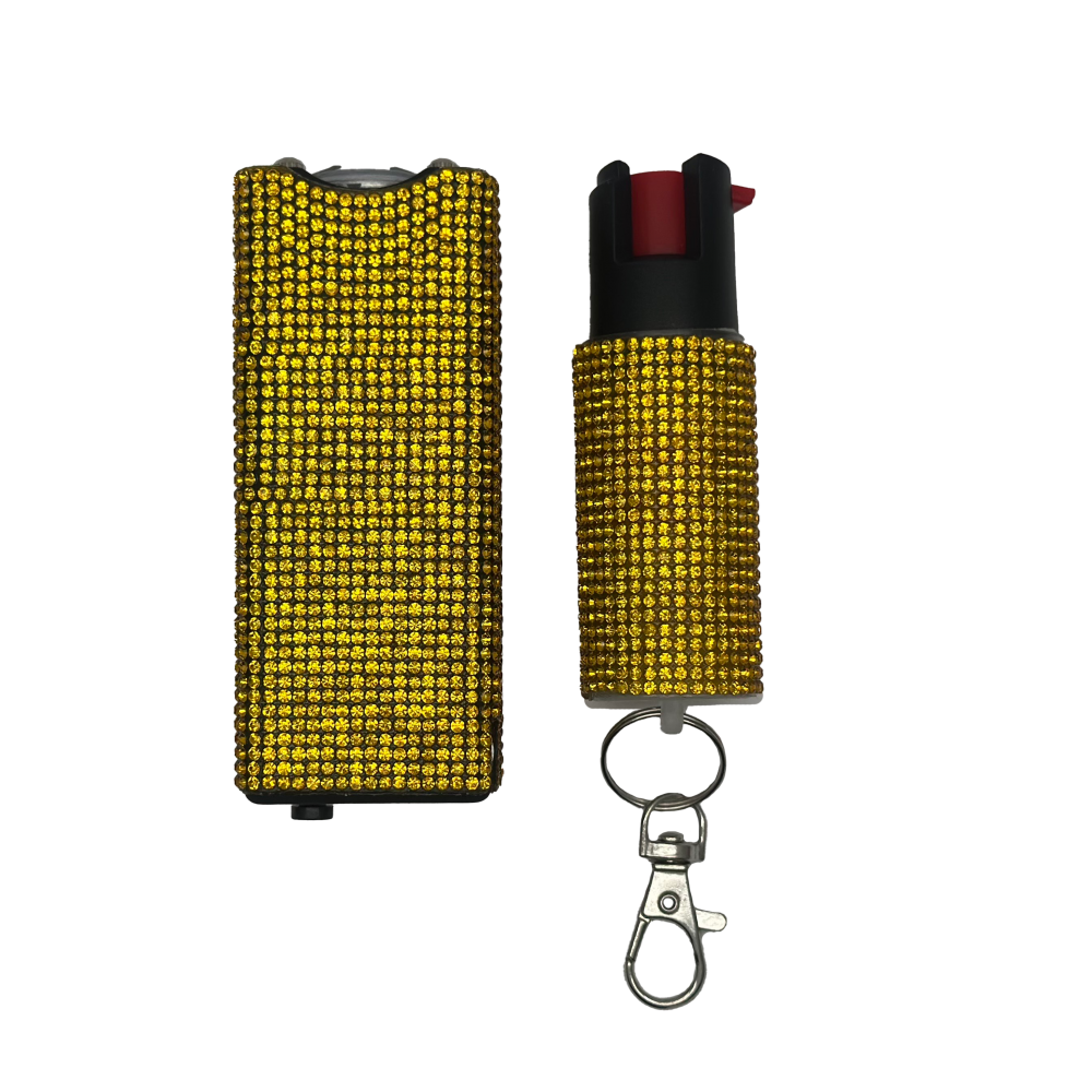 Stun Gun + Pepper Spray - Gold Bling - CH-19GD