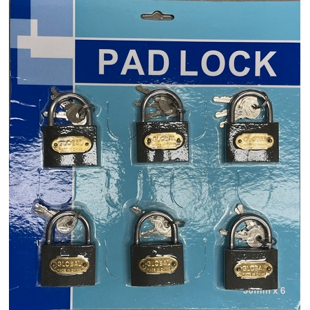 Pad Lock w/ Key - 6ct [ 7409 ] +