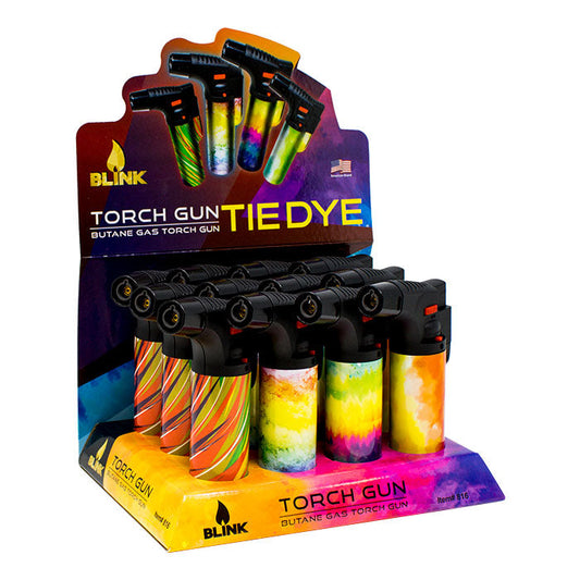 Blink Medium Butane Torch Lighters - Tie Dye Theme - 12ct