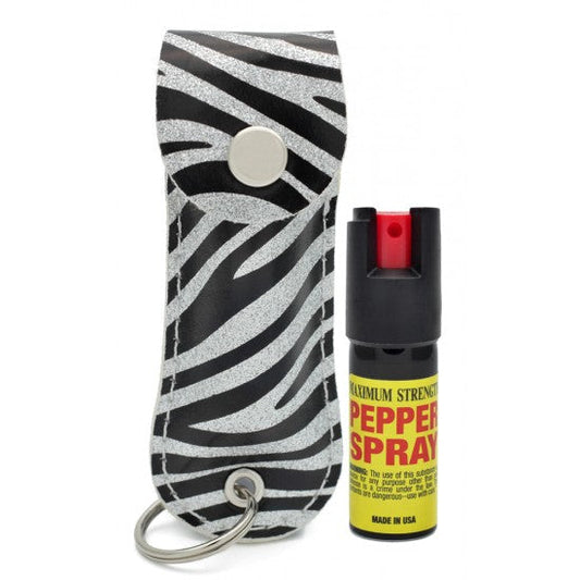 Pepper Spray Keychain - Silver Zebra - 1/2oz - CH-31