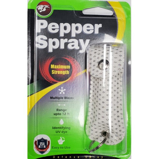 Pepper Spray Keychain - White Bling - 1/2oz - CH-31