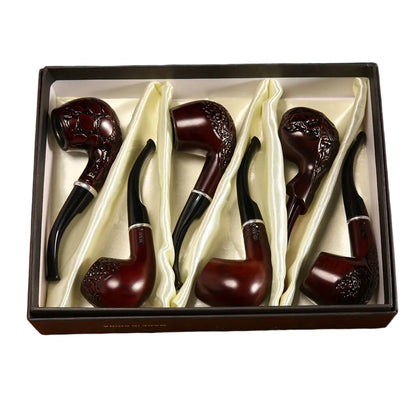 Feng Shun 5.5" Wooden 2 Sherlock Hand Pipes - 6ct