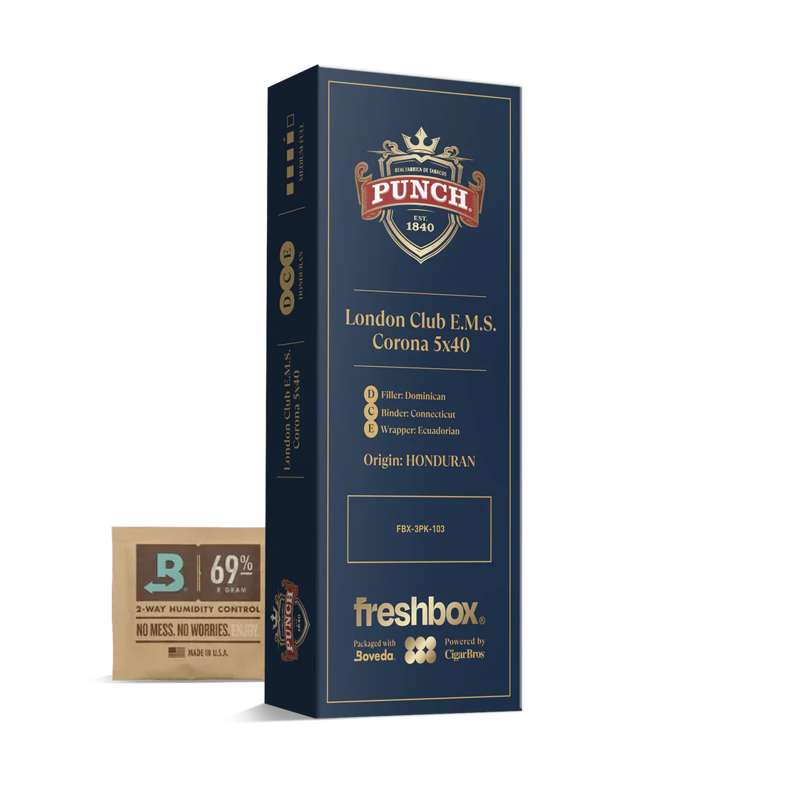 Punch London Club E.M.S. 5x40 FreshBox Cigars - 3pk - 6ct