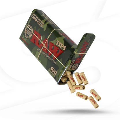 Raw - Tips - Pre-Rolled Camo Tin - 100pk - 6ct