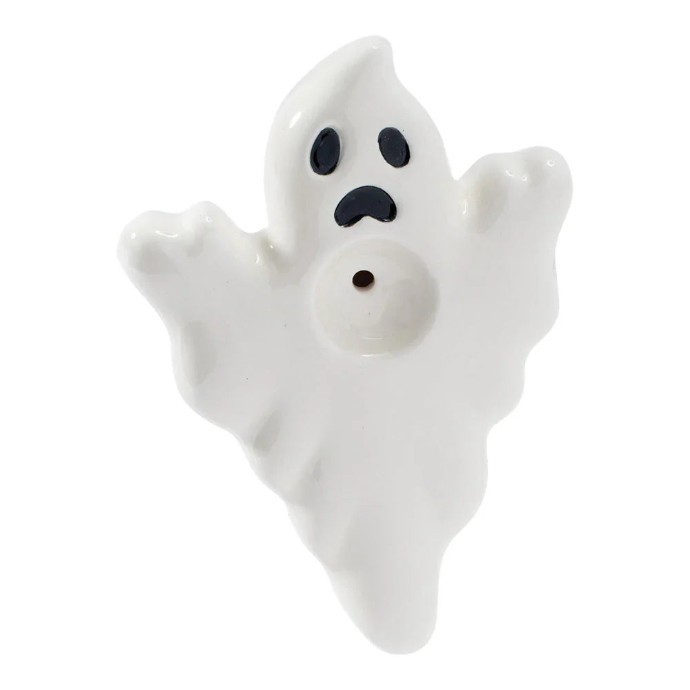 Wacky Bowlz - Ceramic Pipe - Fun Designs and Unique Shapes - 3.5" - Ghost